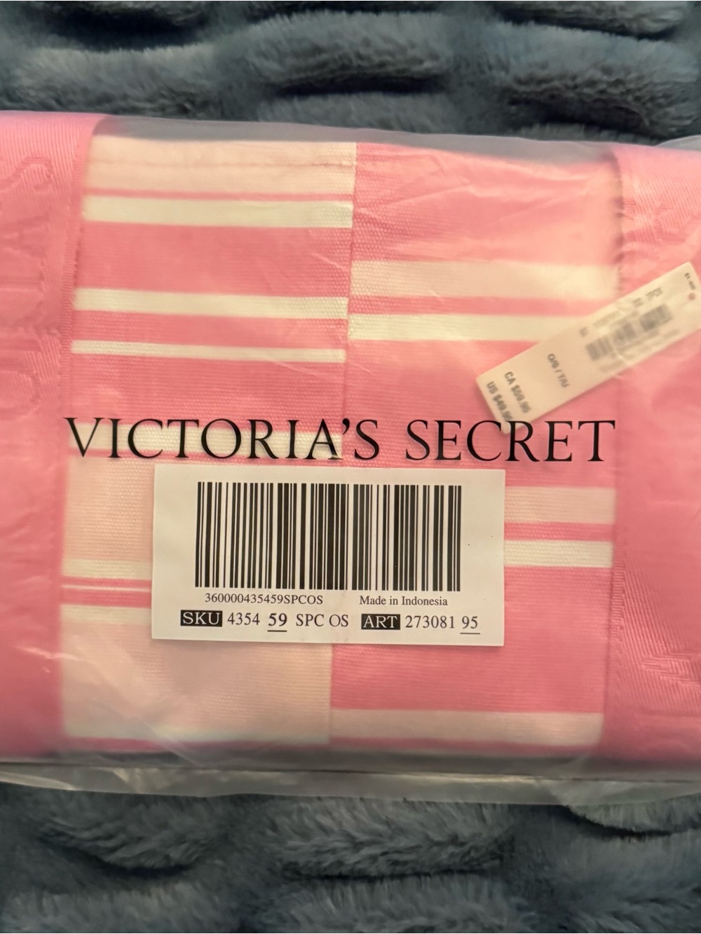 Victoria's Secret Pink and White Striped Tote